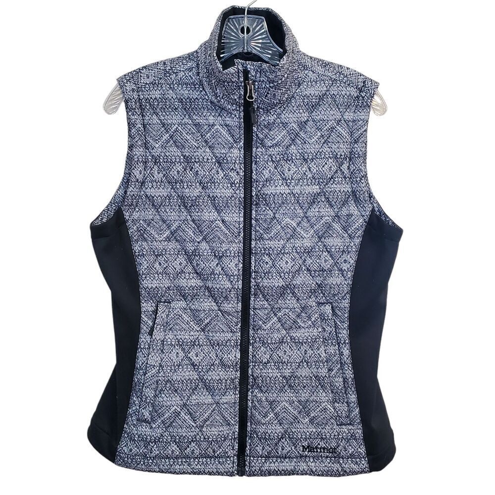 Marmot Vest Womens Size M Black Aztec Classic Quilted Puffer Outdoor Ski‎ Hiking